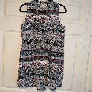 Geometric Pattern Sleeveless Dress